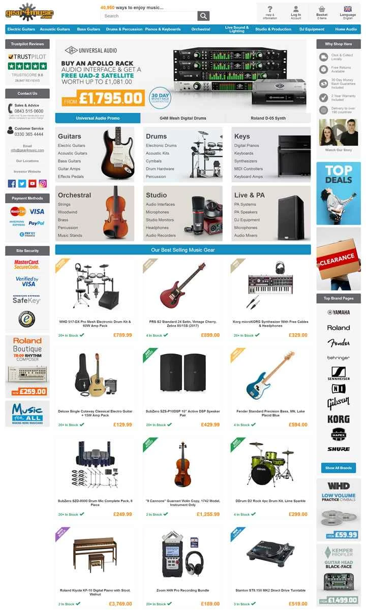 英国の音楽機器・楽器店、Gear4music