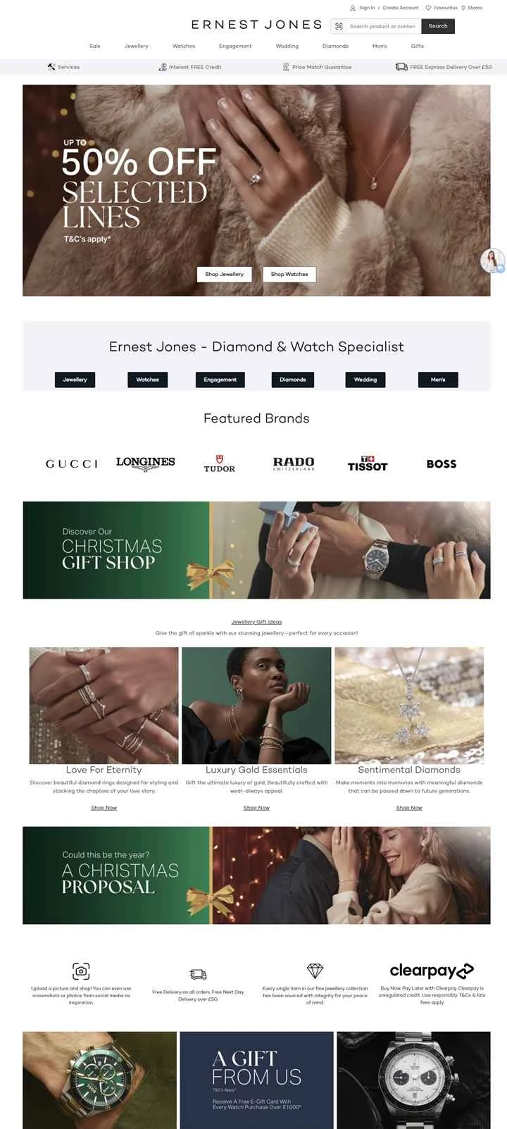 アーネスト・ジョーンズのウェブサイト: 1949年創業のジュエリー、ダイヤモンド、時計の専門店