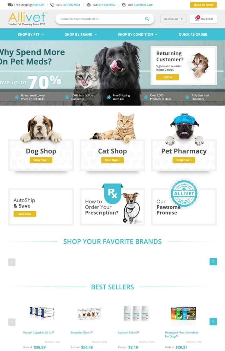 Allivet はアメリカで最も信頼されているペット薬局です。
