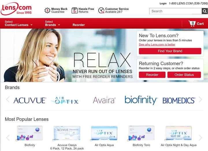 米国のオンラインコンタクトレンズストア：Lens.com