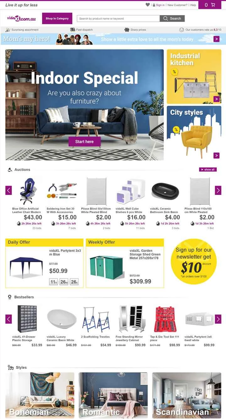 VidaXL は、オーストラリアの家庭菜園や DIY ツールを販売するオンライン ストアです。