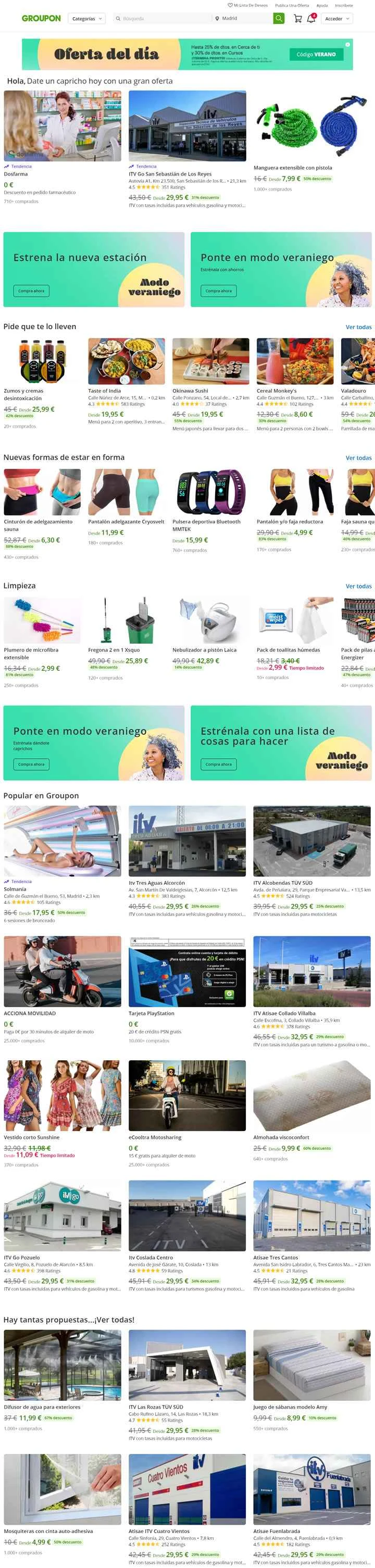 Groupon Spain公式サイト：オンラインクーポンとお得情報、最大70%割引