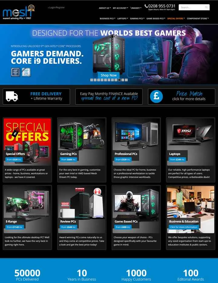 Mesh Computers は、カスタム ゲーミング PC を専門とする英国を拠点とする IT ハードウェア サプライヤーです。