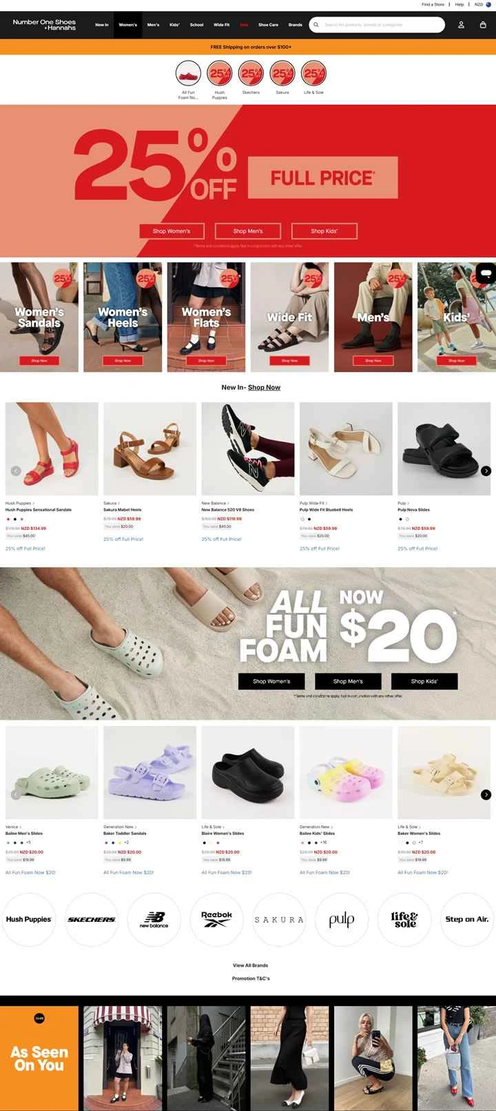 ニュージーランドの靴店：ナンバーワンシューズ＆ハンナズ