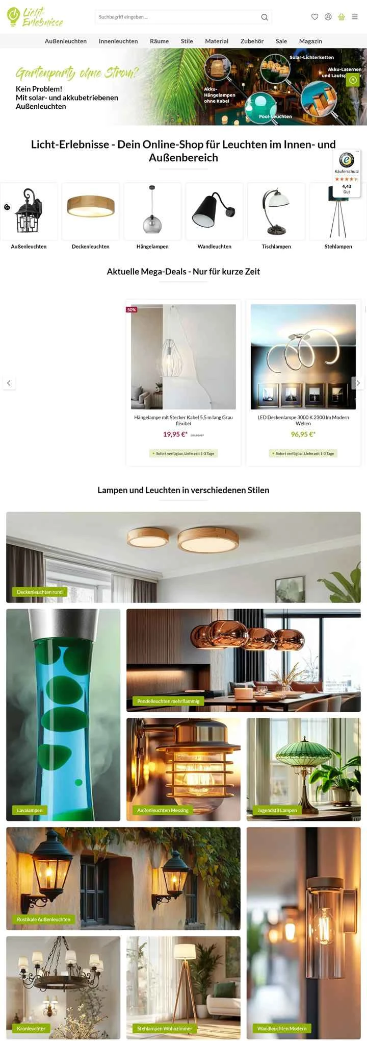 ドイツのオンライン照明ストア：Licht-Erlebnisse.de