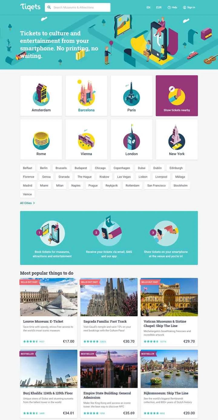 Tiqets UK：スマートフォンで文化とエンターテイメントのチケットを購入