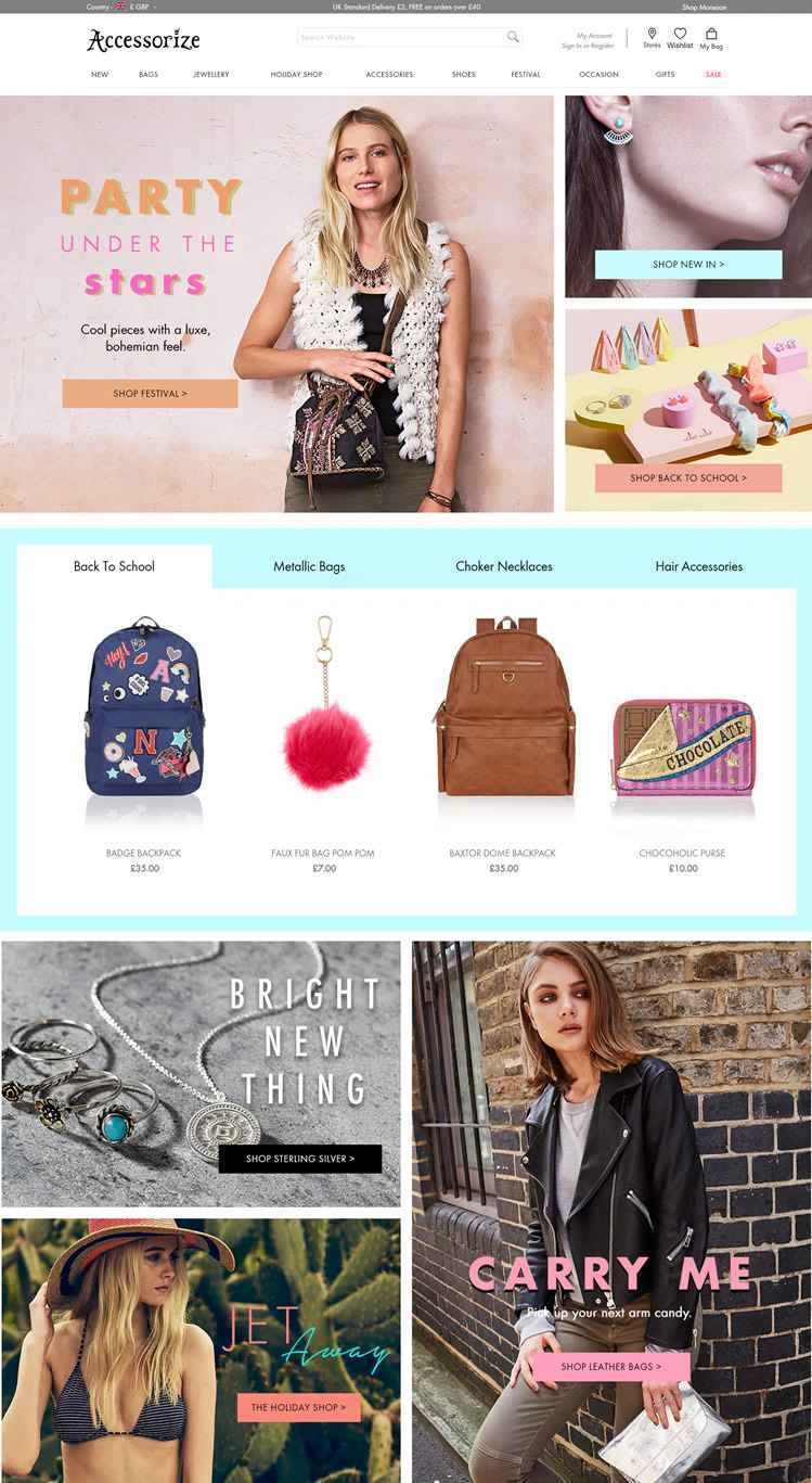 英国で人気のジュエリーウェブサイト「Accessorize」