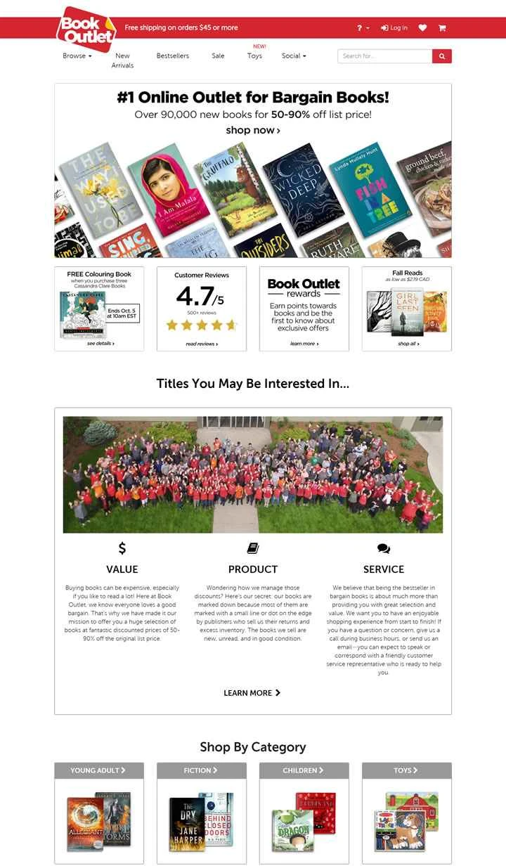 BookOutlet Canada: オンライン書店で本や小説を安く割引価格で購入できます。