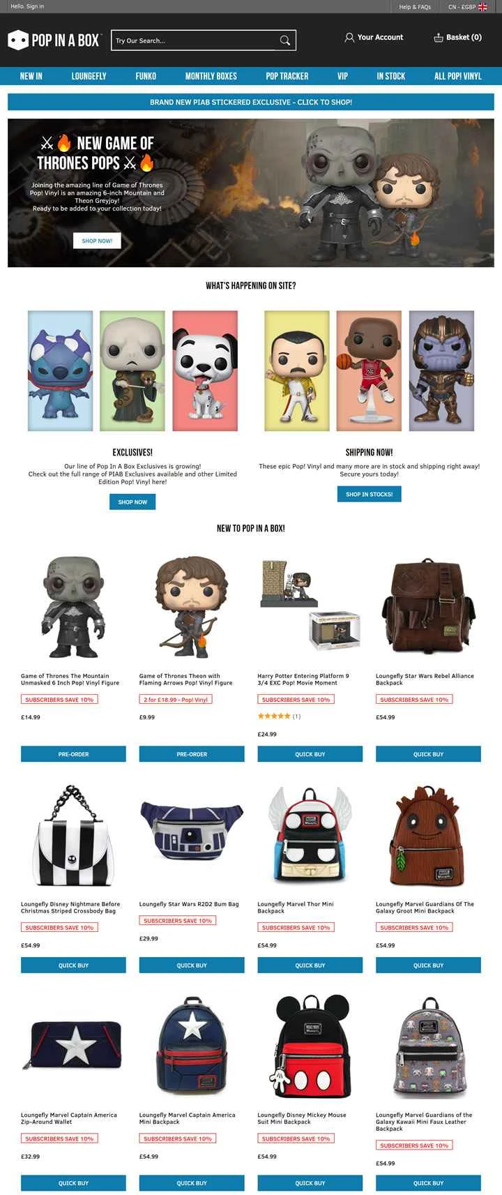 Pop In A Box（英国）：Funko POPビニールフィギュア