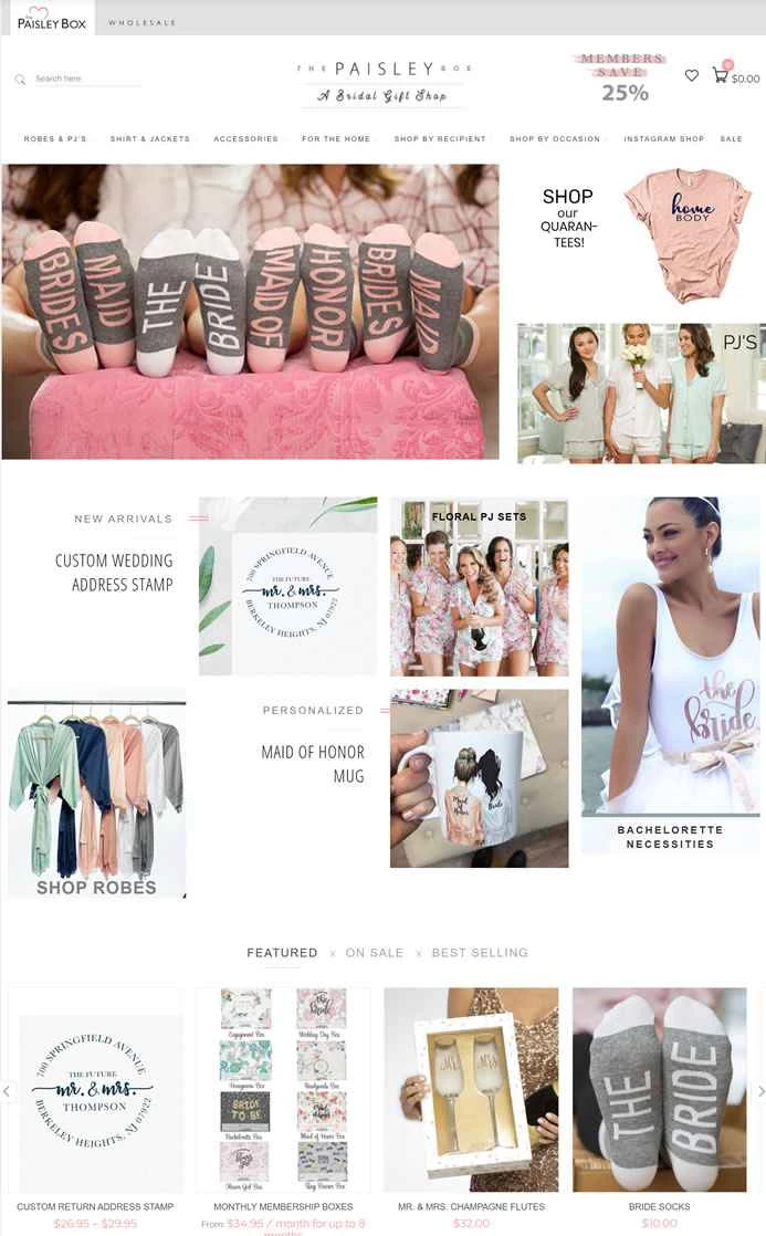 米国を拠点とするブライダルギフトショップ、The Paisley Box。