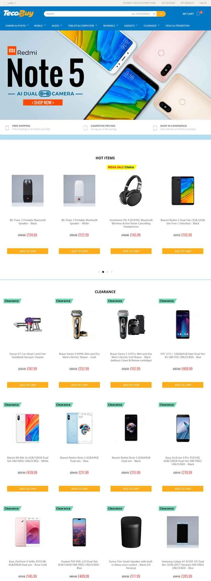 英国のオンライン電子機器およびガジェットストア、TecoBuy。