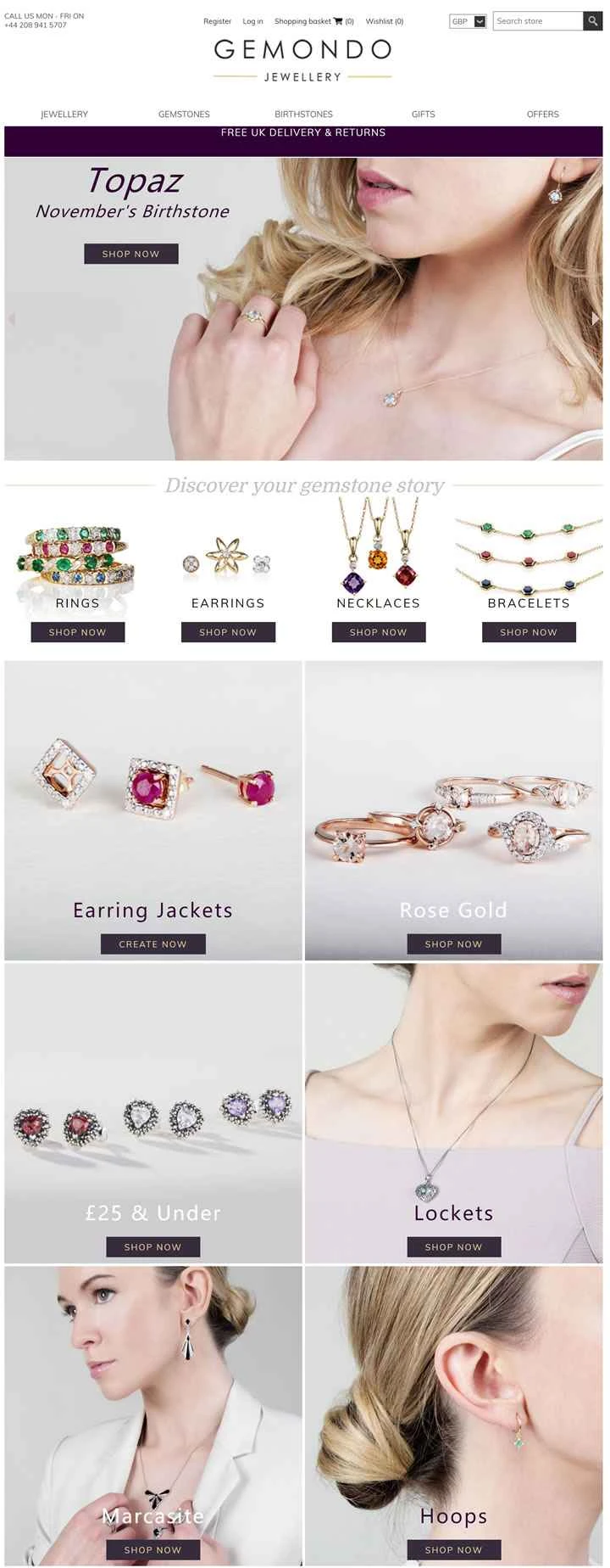 Gemondo Jewellery は、天然宝石のジュエリーを購入できる英国発のウェブサイトです。