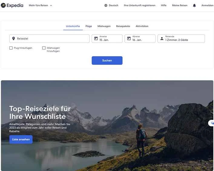 Expedia ドイツ: オンライン旅行代理店