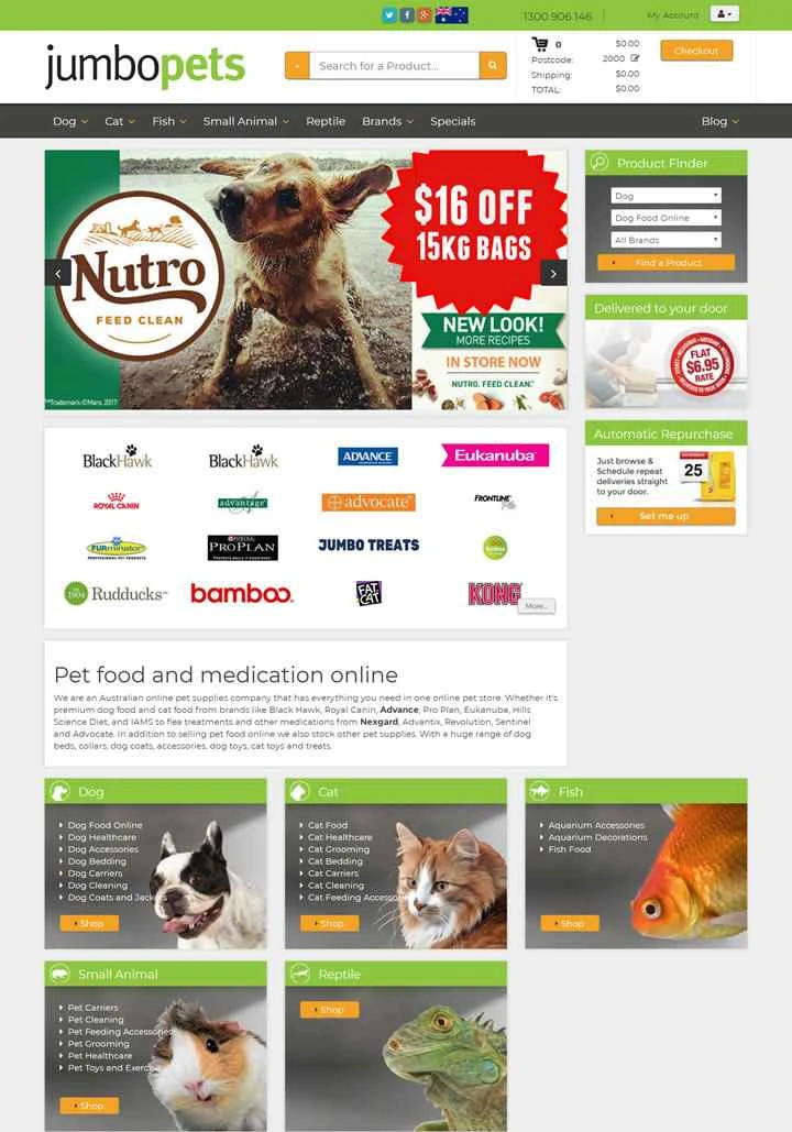 オーストラリアのペットフードと医薬品のオンライン販売：Jumbo Pets