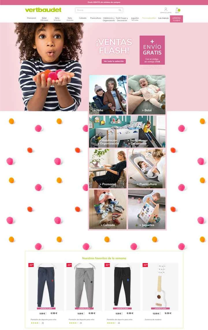 Vertbaudet スペイン語オンライン ストア: ベビー服、子供服、マタニティおよびベビー用品、子供用家具。