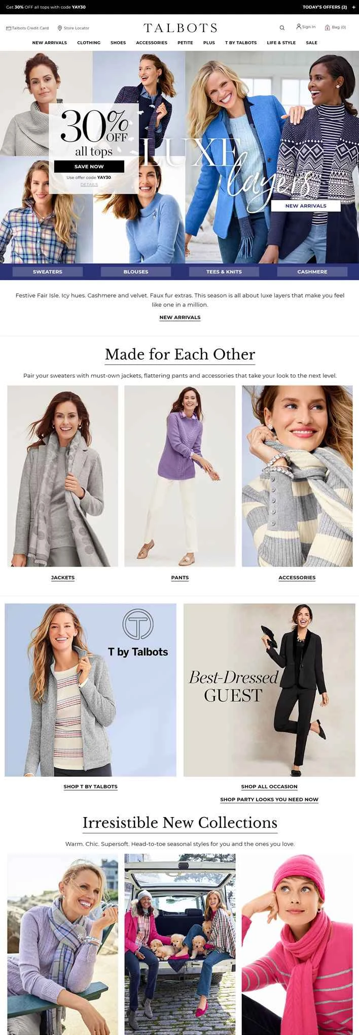 タルボット公式サイト：アメリカの成熟した女性のための衣料ブランド