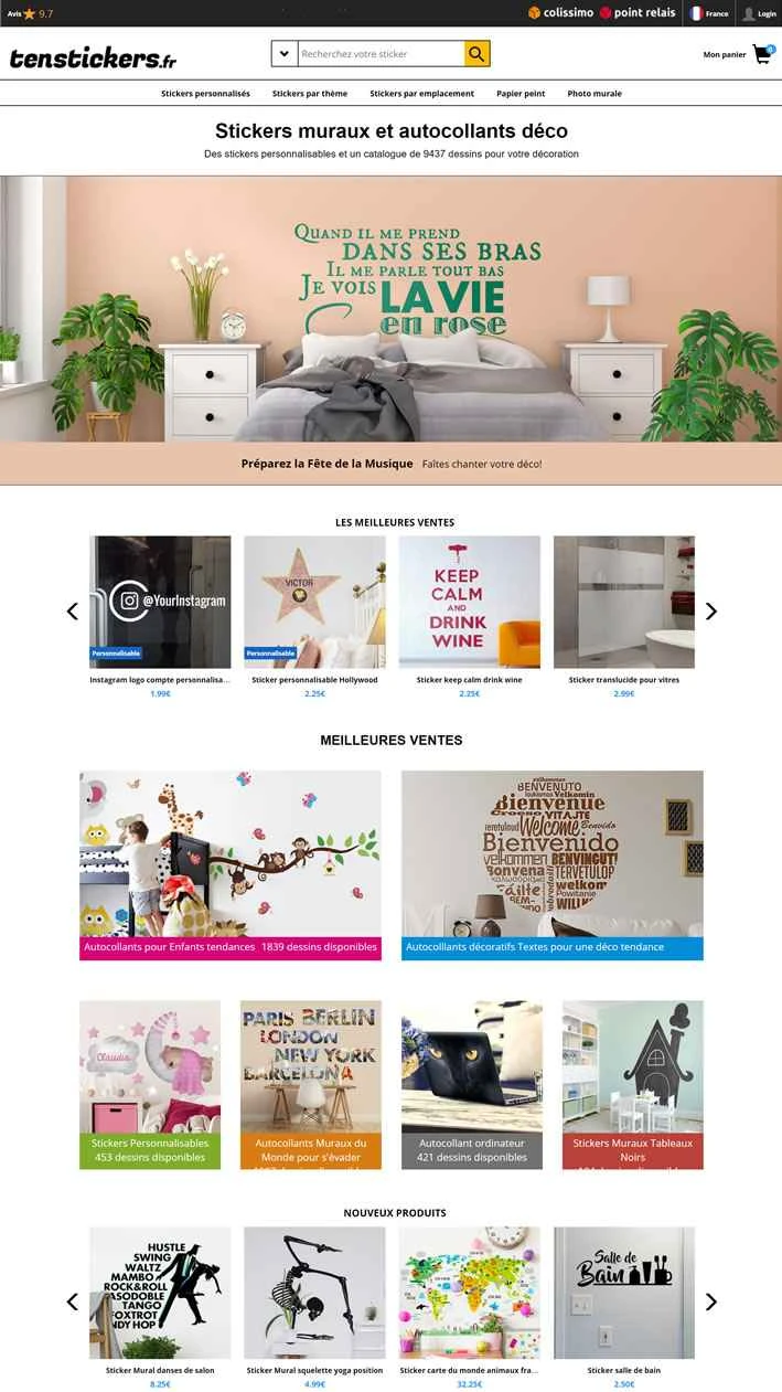 Tenstickers France：ウォールステッカーと装飾ステッカー