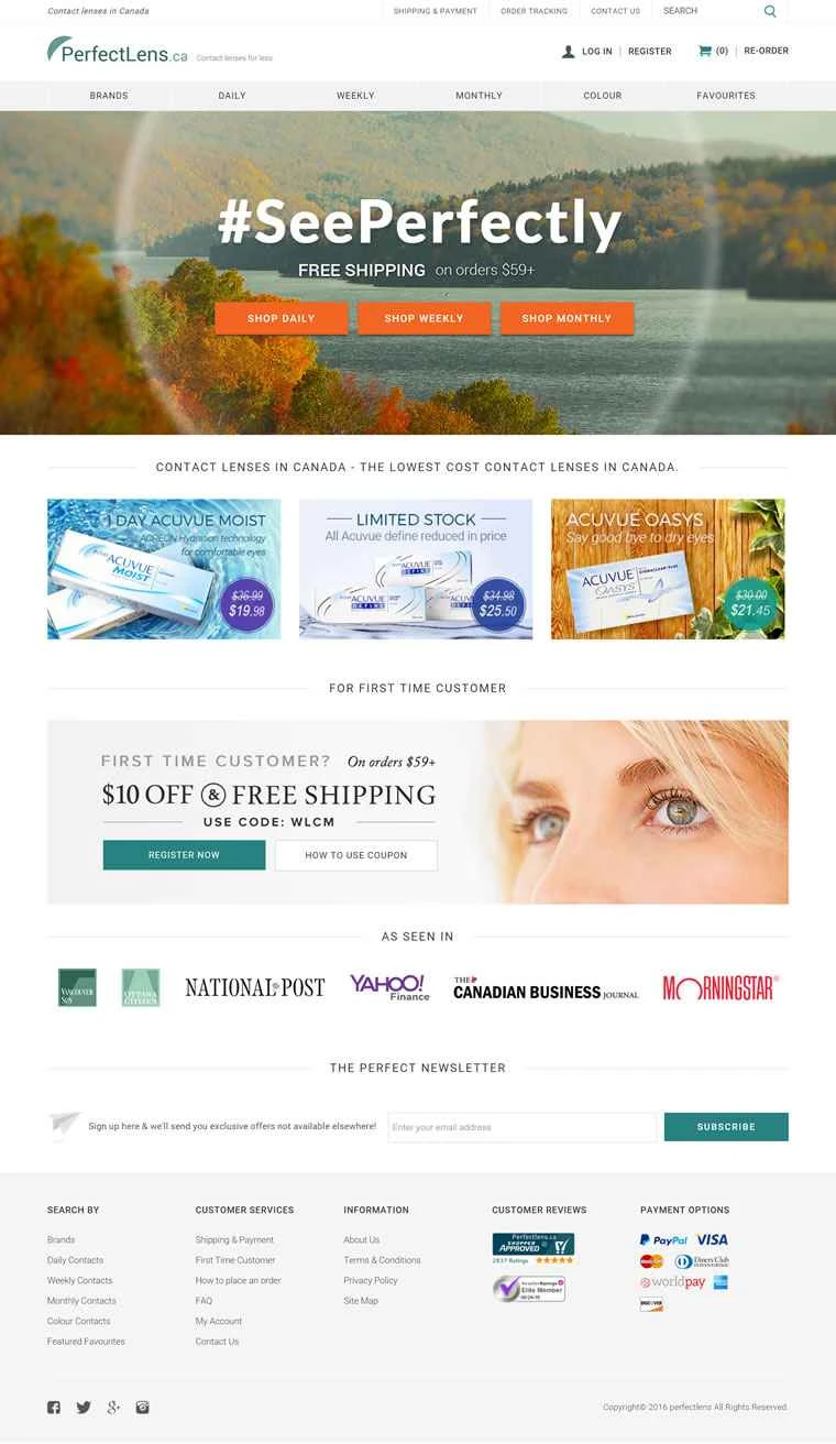 カナダのオンラインコンタクトレンズ専門サイト：PerfectLens.ca