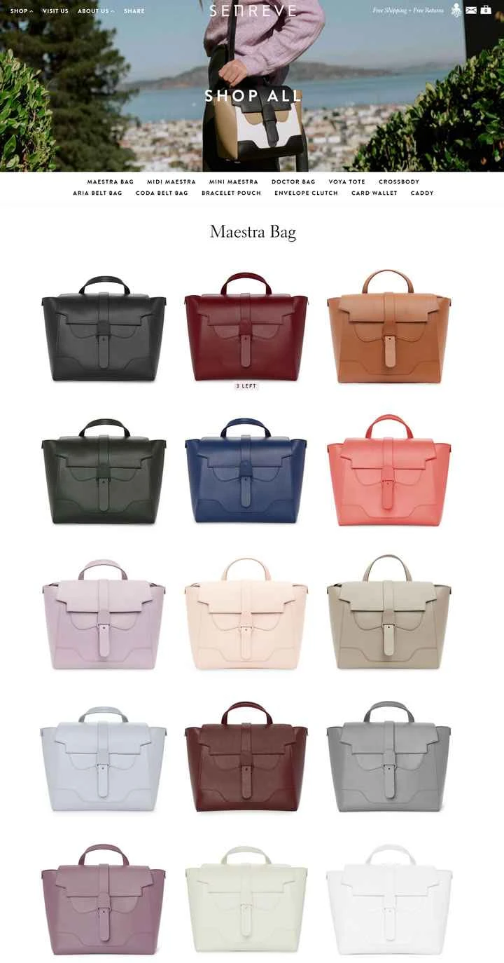 Senreve公式サイト：米国サンフランシスコ発の高級ハンドバッグブランド。