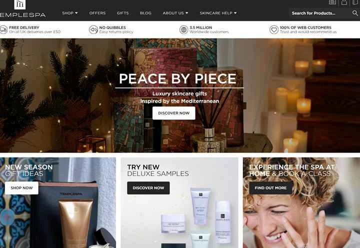 英国の高級スキンケア、美容、スパ ブランド、テンプル スパ。