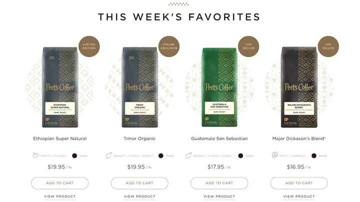 米国の大手スペシャルティコーヒー・紅茶会社、ピーツコーヒー