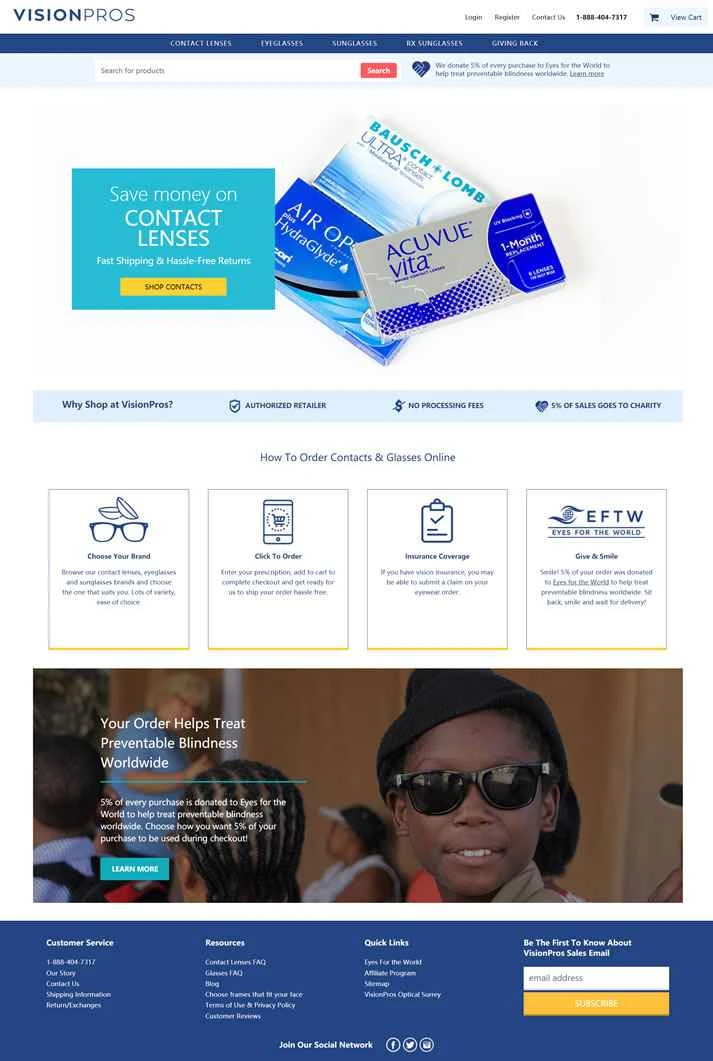 VisionPros US: カナダのコンタクトレンズと眼鏡のオンライン小売業者