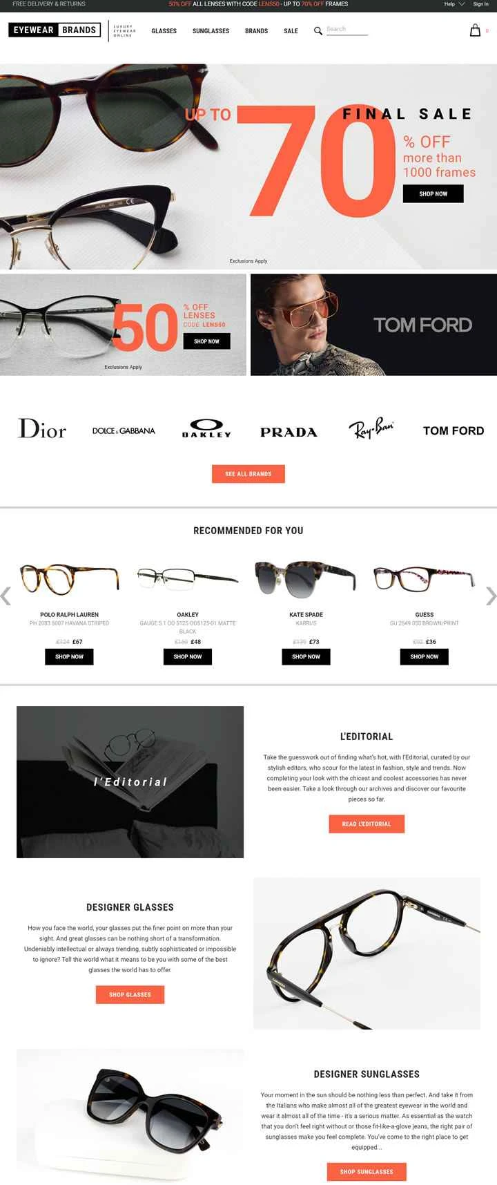 英国最大のオンラインファッションアイウェアストア、Eyewearbrands