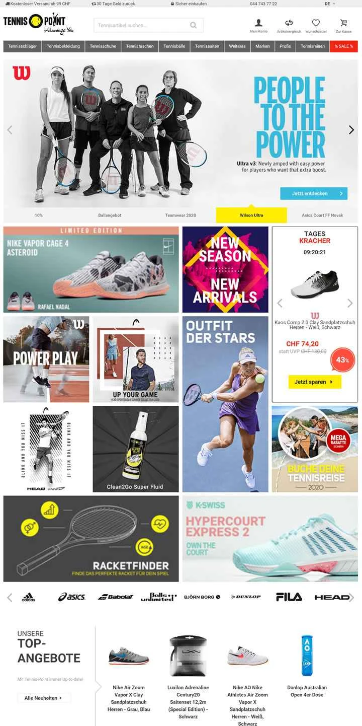 スイスのテニスショップ：Tennis-Point
