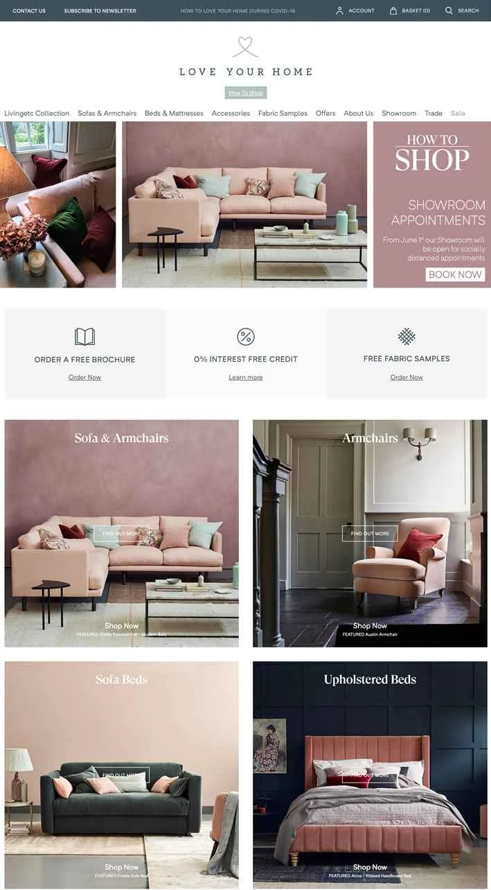 英国製のモダンでクラシックな手作りソファとベッド：Love Your Home