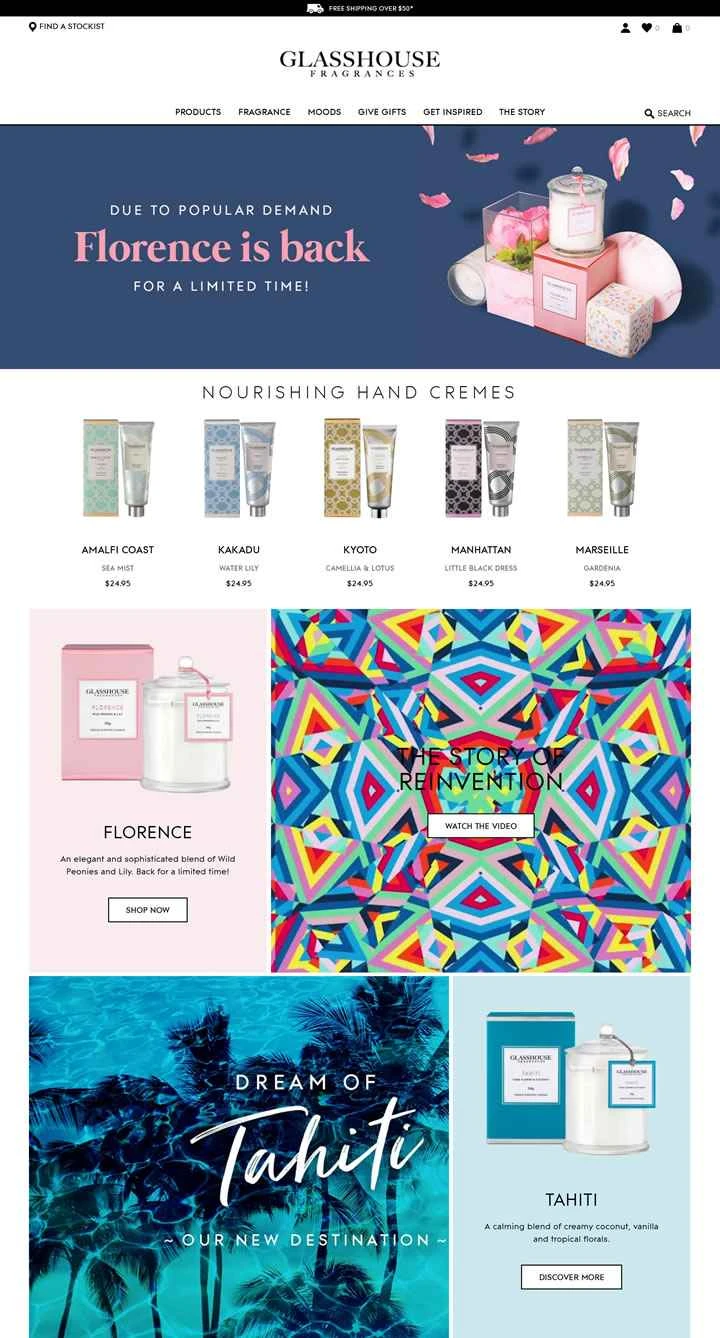 オーストラリア製のキャンドルとディフューザー：Glasshouse Fragrances