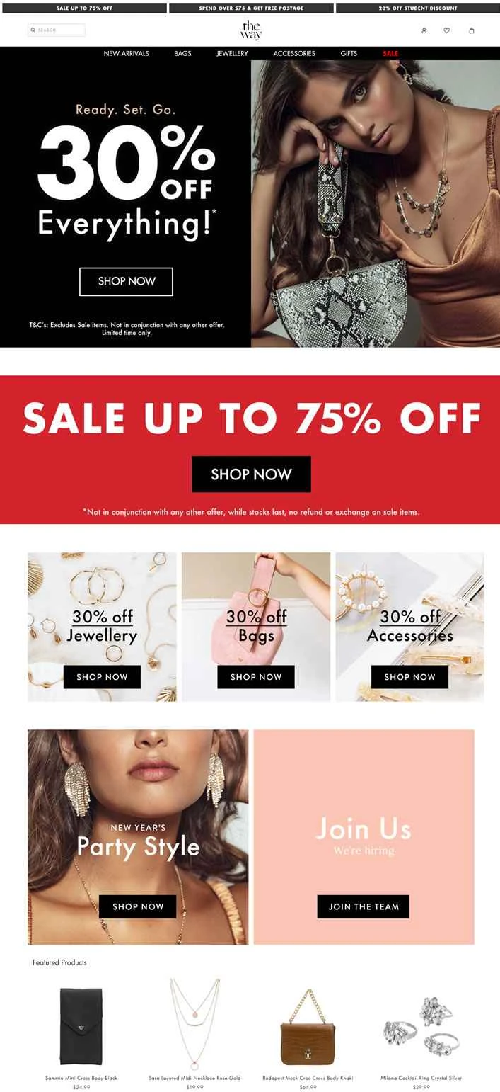 The Way は、ハンドバッグ、ジュエリー、オンライン ファッションを専門とするオーストラリアのブティックです。