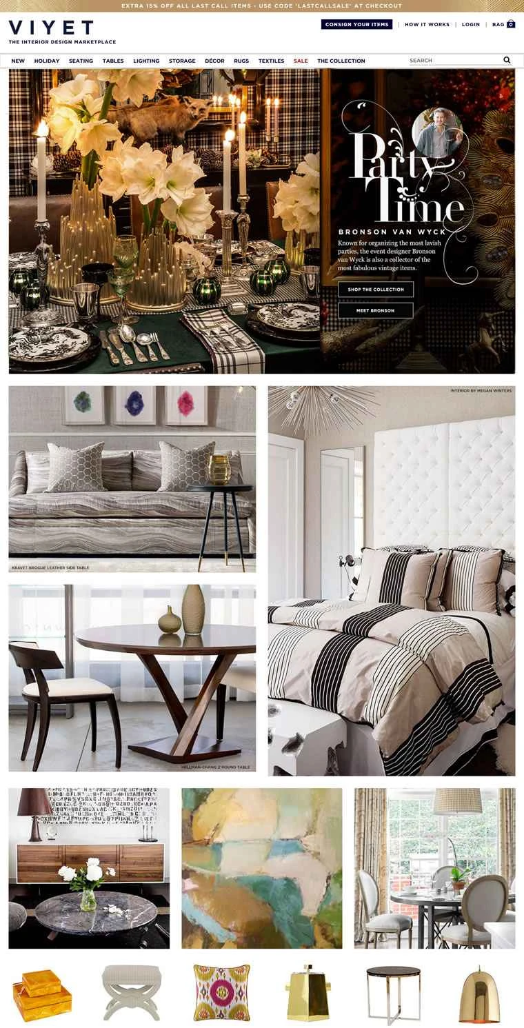 Viyet は、デザイナー家具の購入と委託販売のためのオンライン マーケットプレイスです。