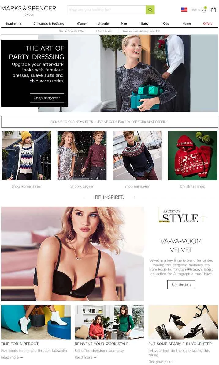 マークス＆スペンサーUSのウェブサイト：マークス＆スペンサーUS