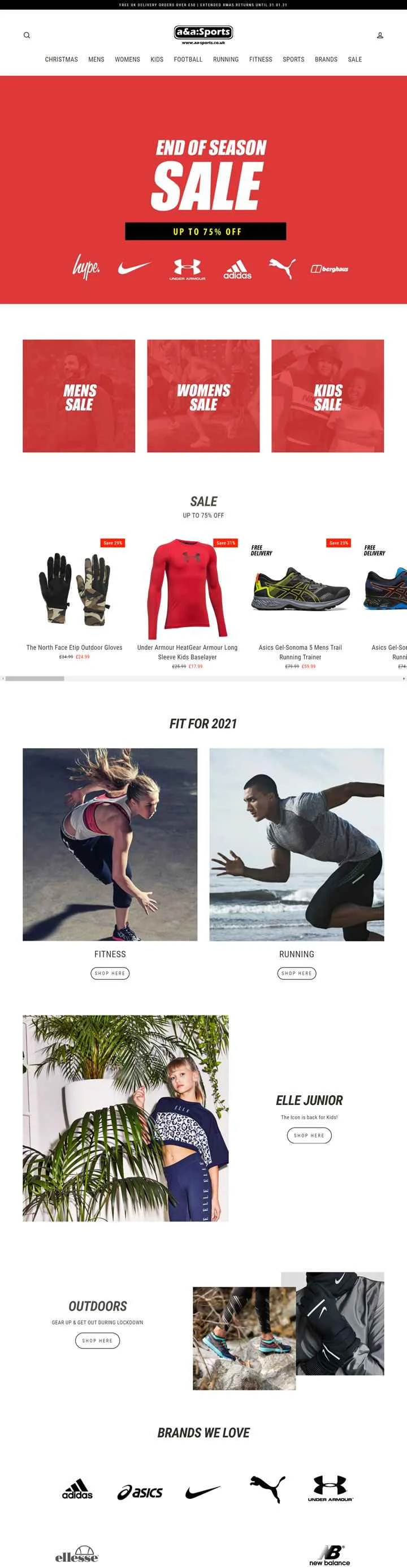 A&Aスポーツ：スポーツブランドのメンズ、レディース、キッズアパレルの世界最大の公式ストッカー