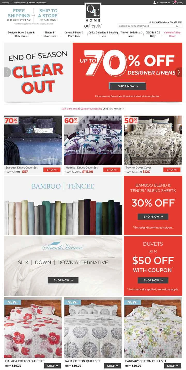 カナダのファッション寝具小売業者：QE Home | Quilts Etc