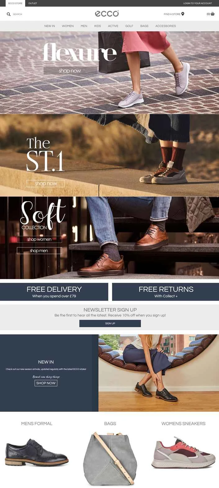 ECCO UKウェブサイト：デンマークの靴ブランド