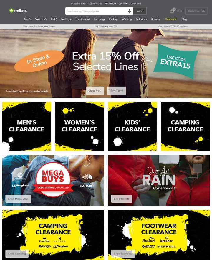 ミレーツは、アウトドア用の衣類、靴、用具を扱う英国の大手小売業者です。