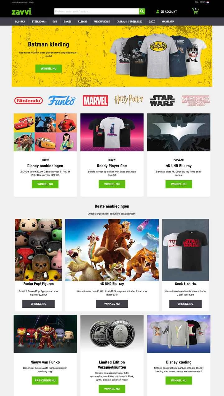 Zavvi オランダ: オーディオビジュアル製品、書籍、ゲームを扱うイギリスの大手小売業者。