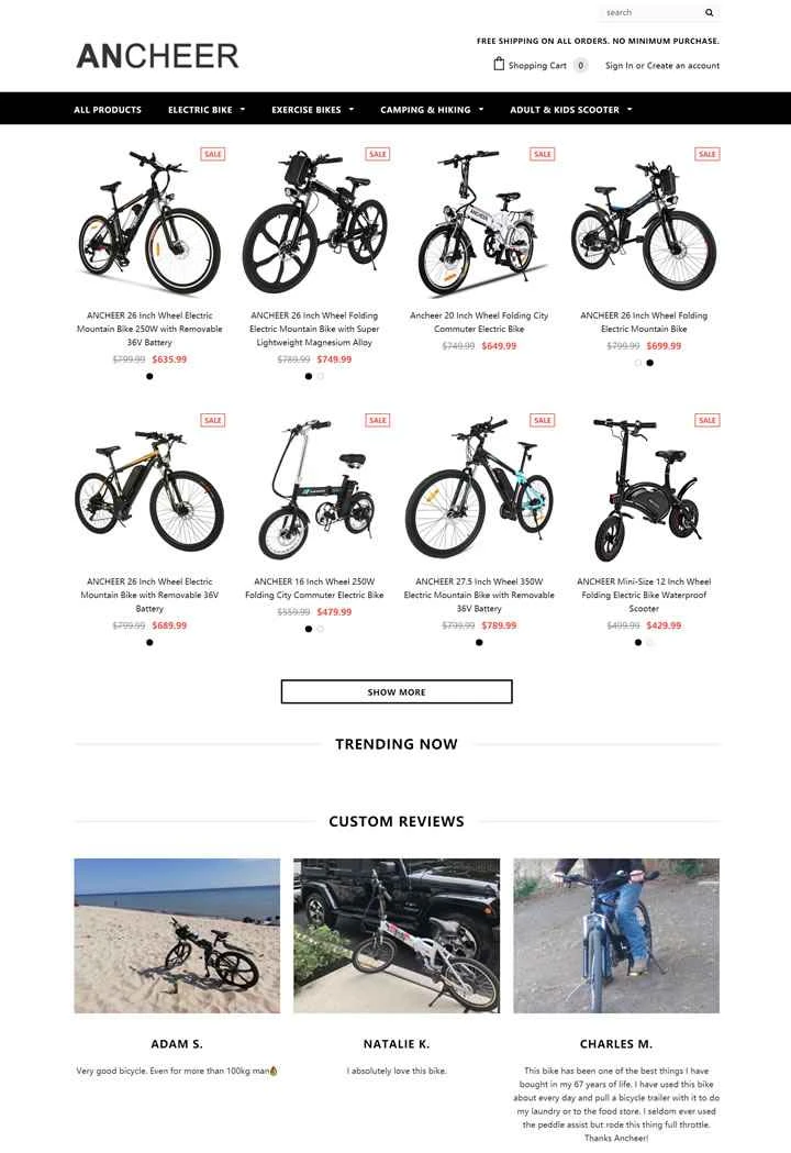 Ancheer公式アウトドア＆スポーツストア：電動自転車を販売しています。