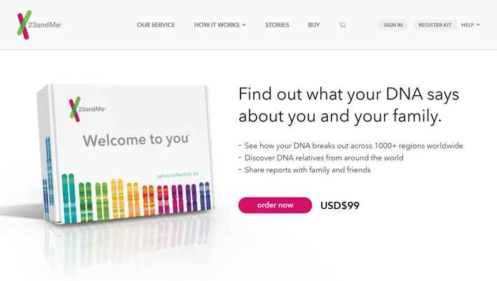 DNA遺伝子検査と分析：23andMe