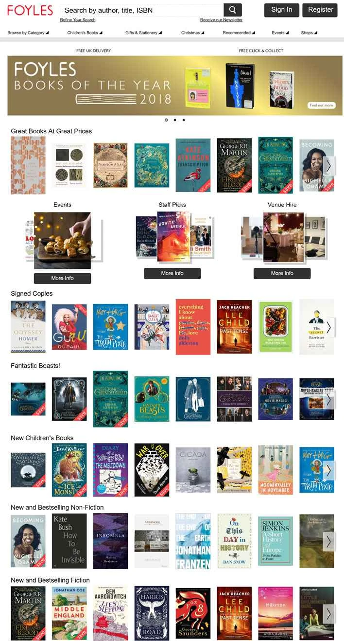 英国の有名な書店、フォイルズ