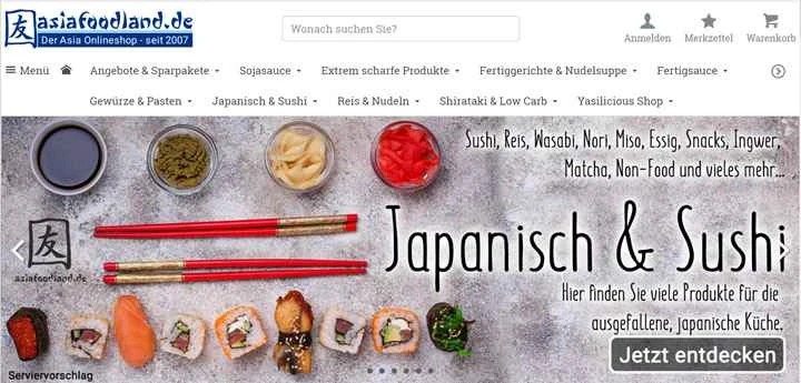 アジア料理のドイツのオンラインストア：asiafoodland.de