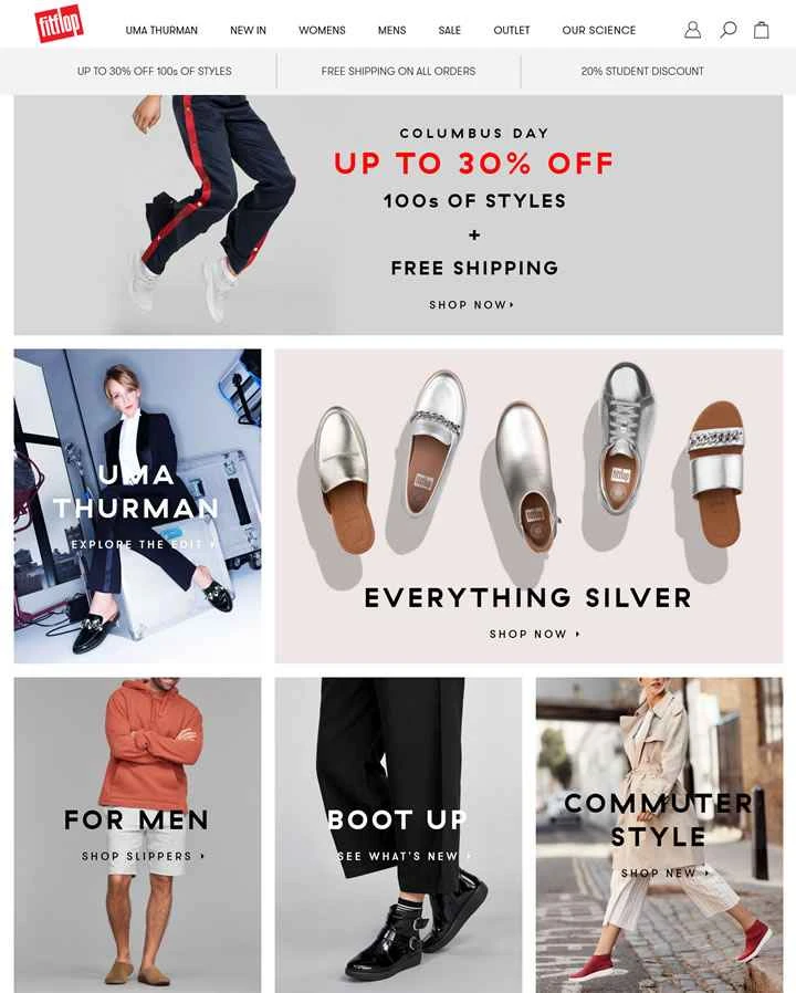 FitFlop USウェブサイト: イギリスの人間工学に基づいたフットウェアブランド