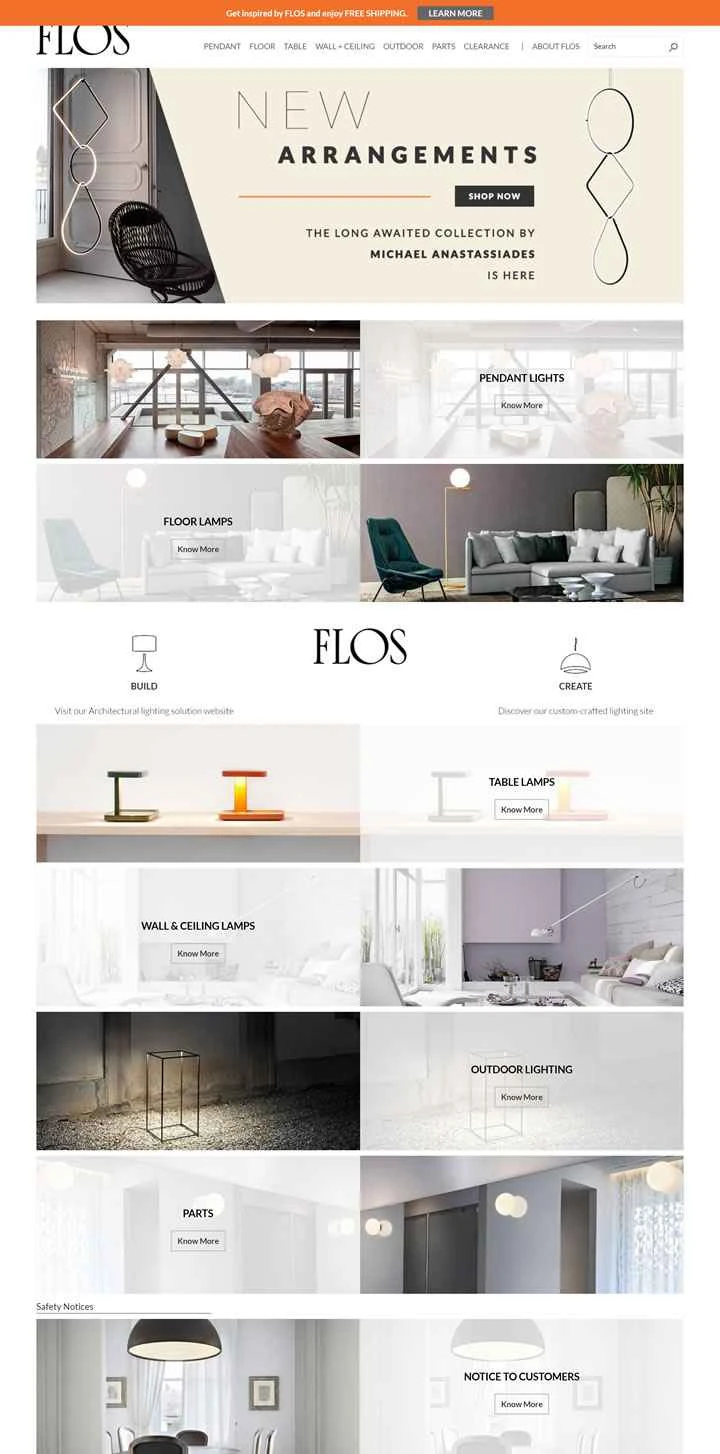 FLOS US公式サイト：イタリアの高級照明職人技の伝説