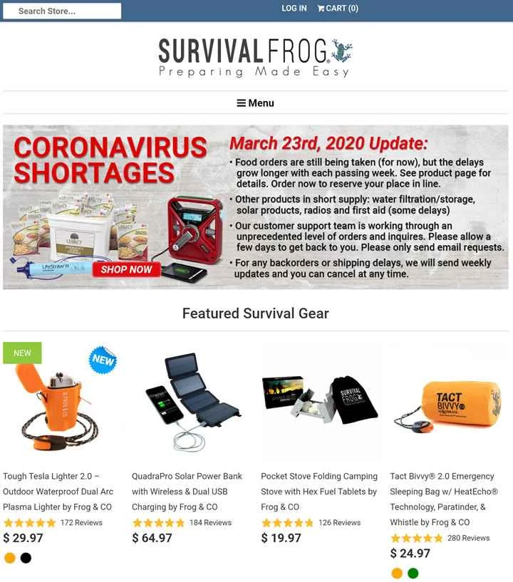 アメリカ最大のオンラインサバイバルストア、サバイバルフロッグ