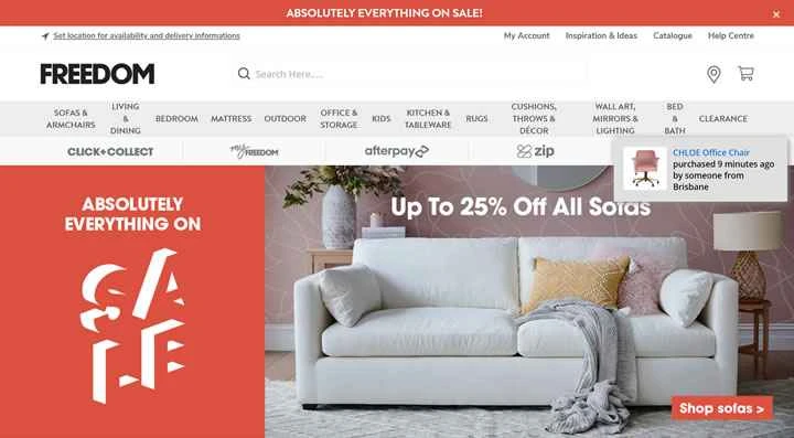 オーストラリアの家具店：フリーダム