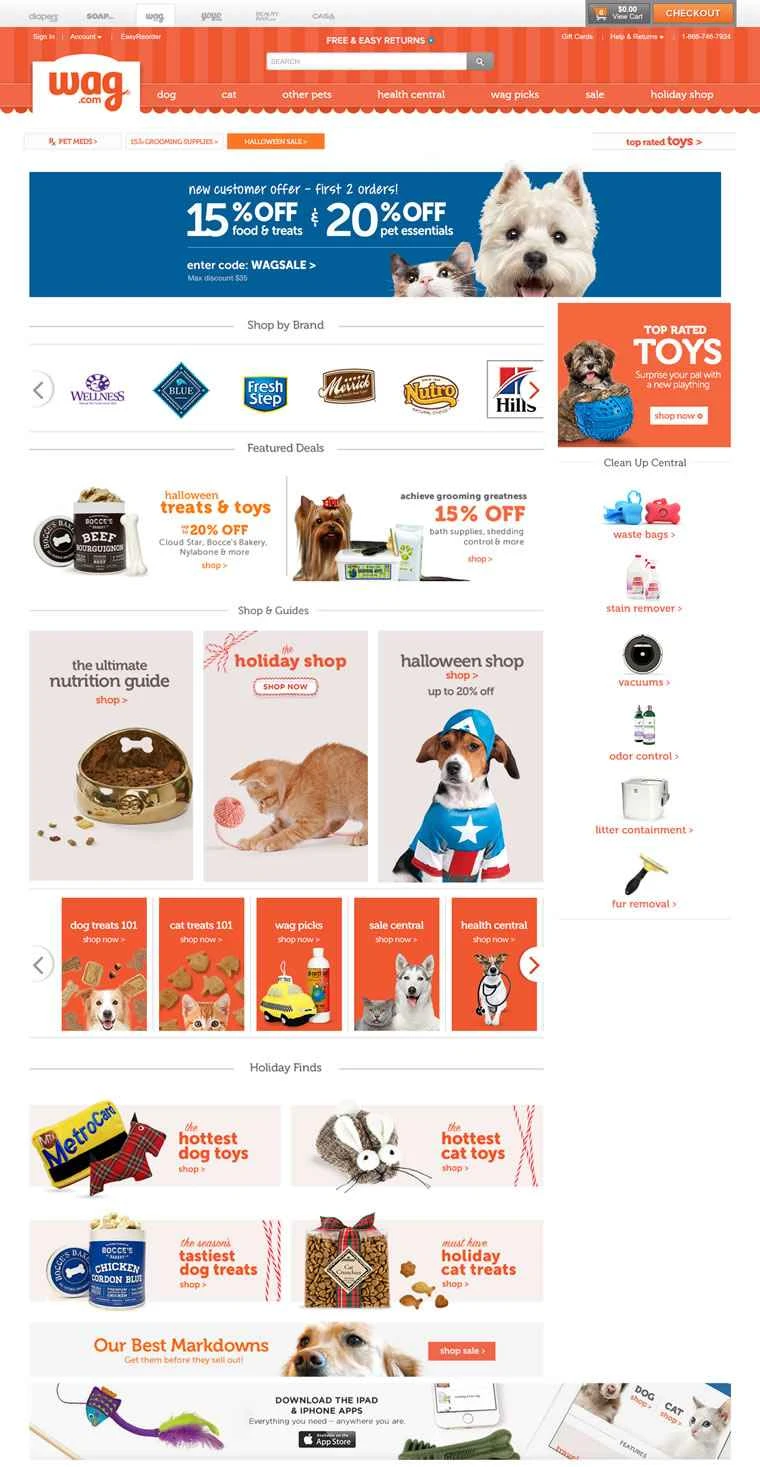 アメリカのペットショップ：Wag.com