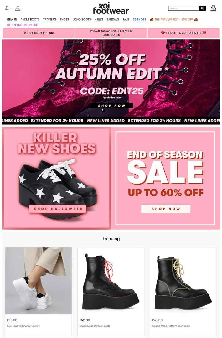 Koi Footwear は、英国の女性ファッション フットウェアのトレンド セッターです。