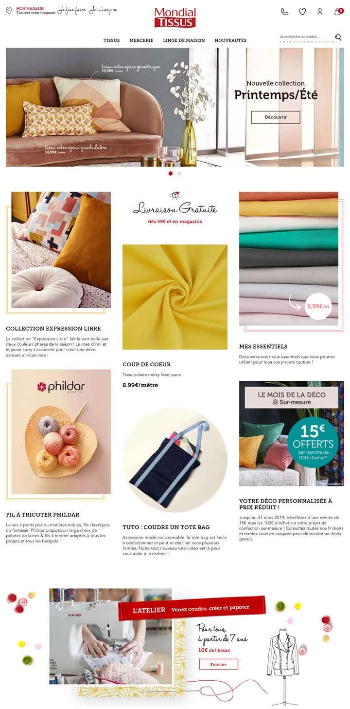 フランスの生地と小物雑貨を販売するオンラインストア「Mondial Tissus」。