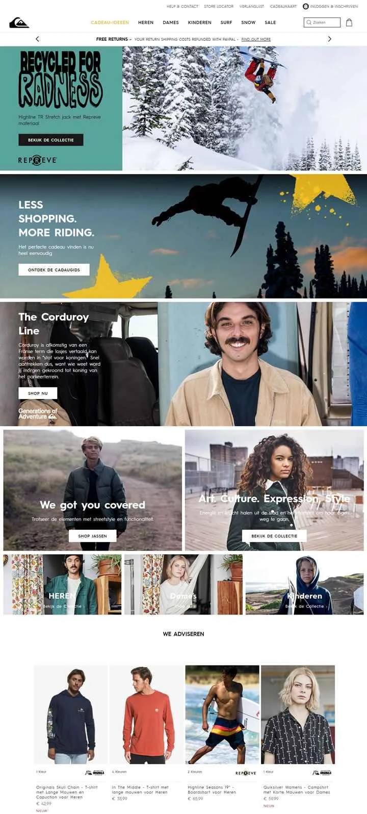 クイックシルバー オランダ公式サイト: サーフィンとスキー